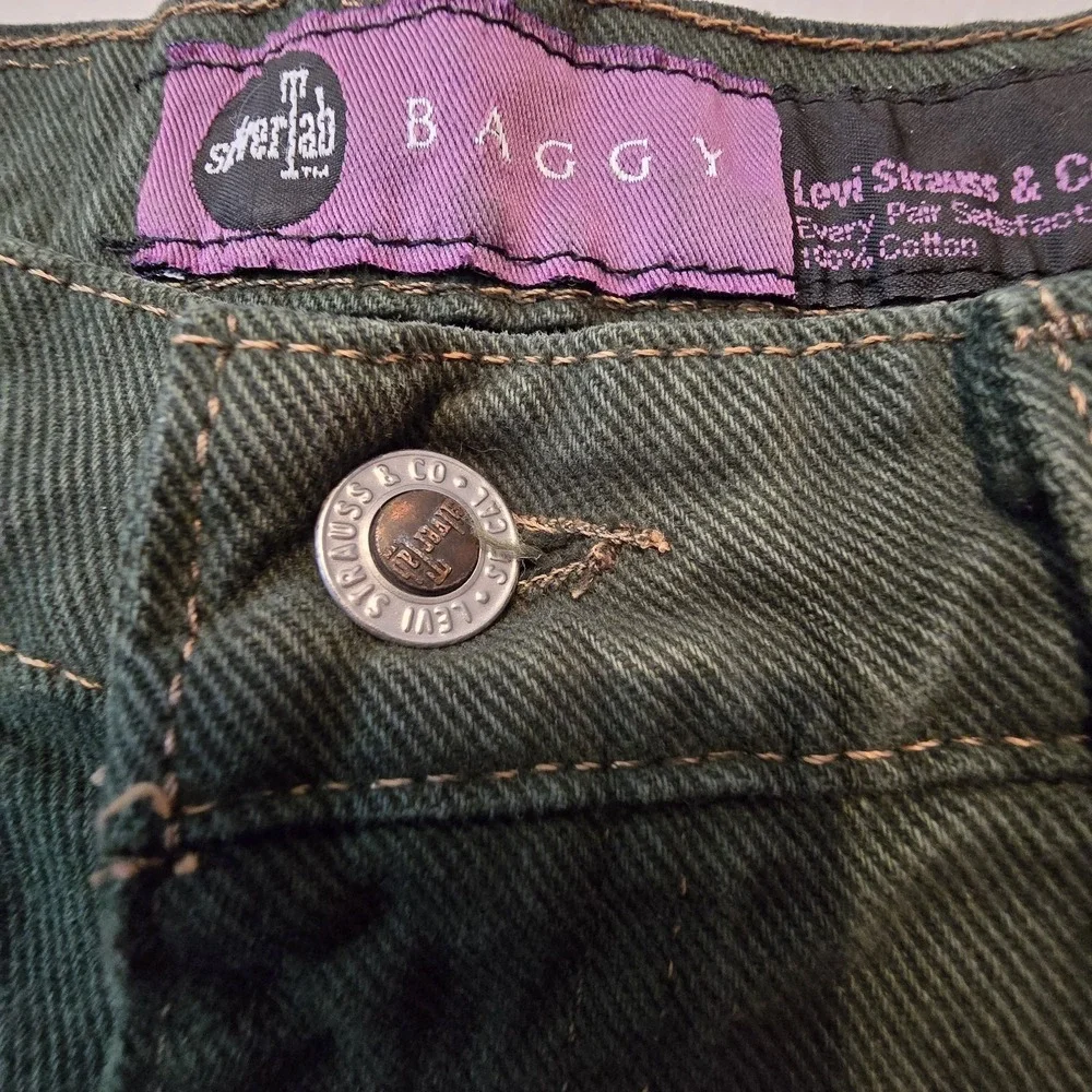 Vintage 1993 Levis Silver Tab Jeans Mens 34x32 Green Baggy USA Grunge Skater EUC